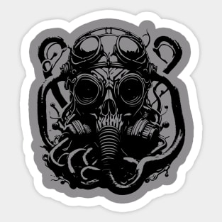 octopus skull with gasmask Sticker